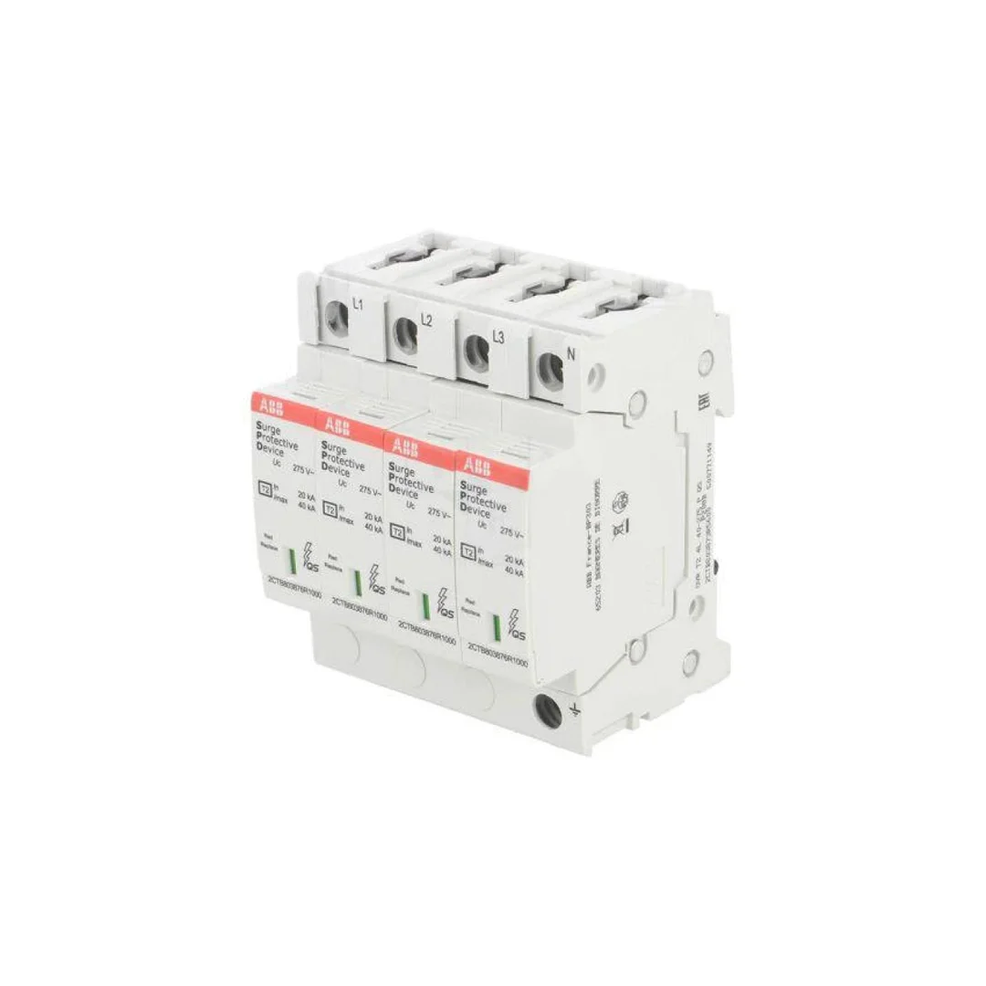 Ogranicznik przepięć Typ 2 Bieguny: 4 40kA Upracy max: 275VAC OVR T2 4L 40-275 P QS