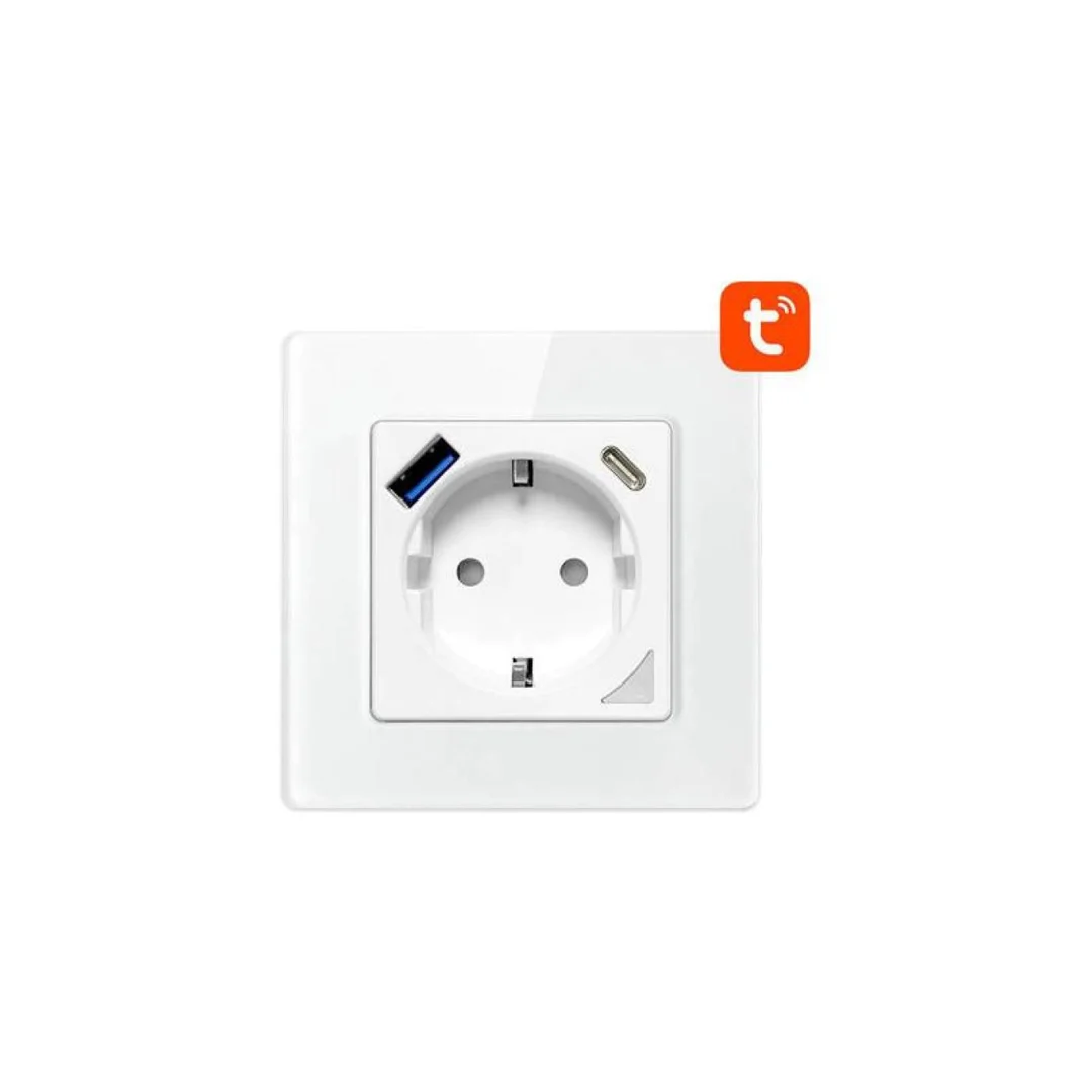 Inteligentne gniazdo ścienne WiFi Avatto N-WOT10-USB-W USB i USB-C TUYA (białe)
