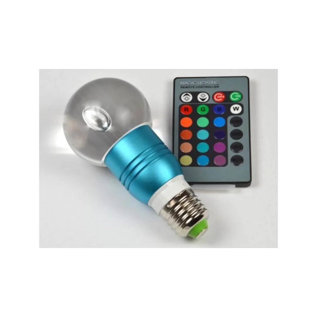 Żarówka LED Gais E27 3W RGB z pilotem niebieska