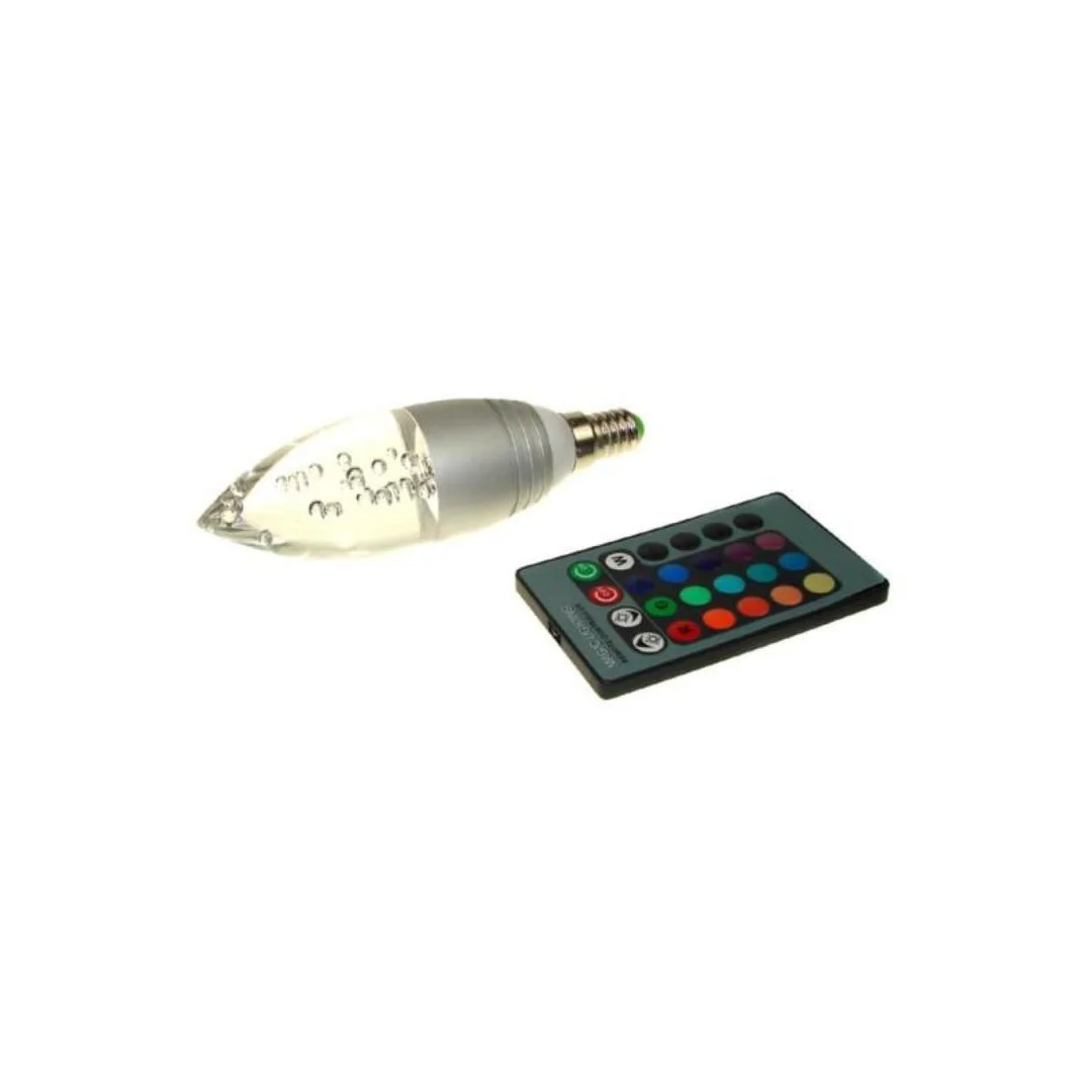 Żarówka LED Offa E14 3W RGB z pilotem srebrna