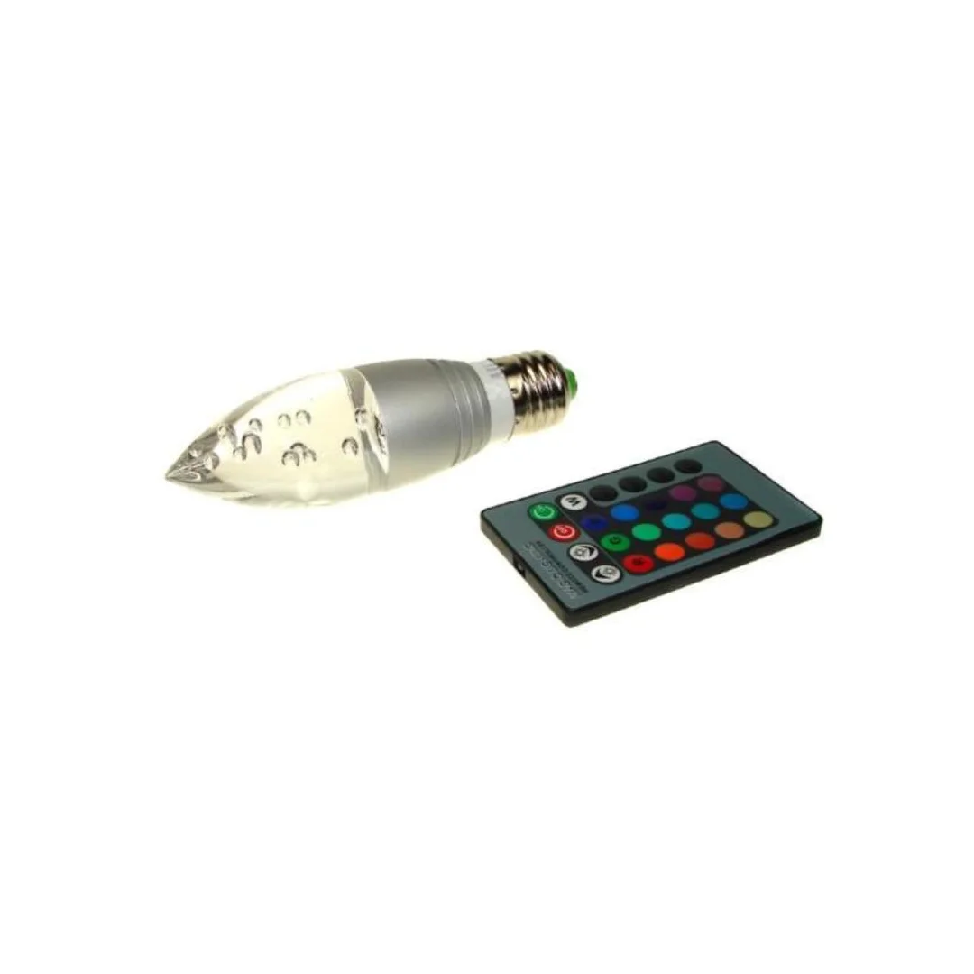Żarówka LED Offa E27 3W RGB z pilotem srebrna