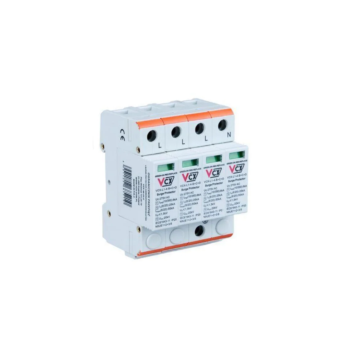 Ogranicznik przepięć klasy T1+T2+T3 4P 8kA 1,2kV Professional VCX BCD 4P 8KA