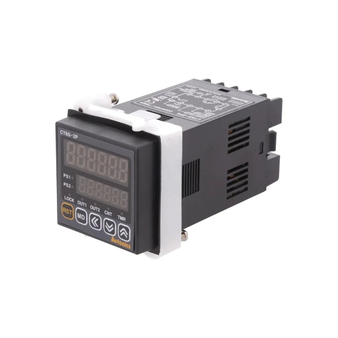 Licznik elektroniczny z wyświetlaczem LED x2, czas/impulsy, OUT:SPST, IN:NPN,PNP CT6S-2P4