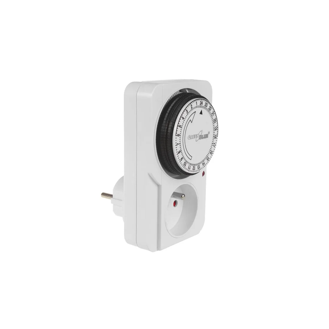 Włącznik czasowy - timer mechaniczny GreenBlue, 48 programów, max. obciążenie 16A, IP20, GB360 E