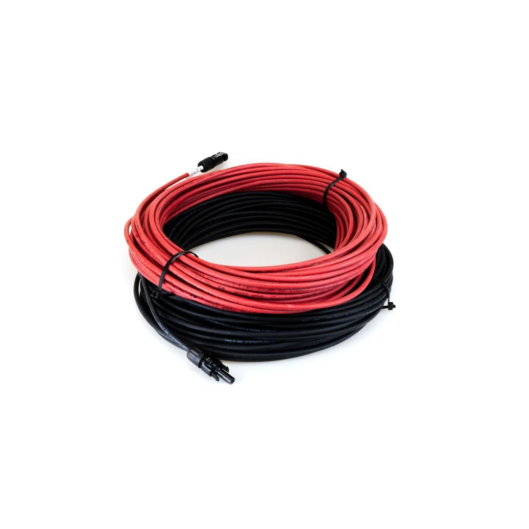 Set kabel fotowoltaiczny 4mm2 czerwony i czarny PV ze złączkami MC4 2x15m