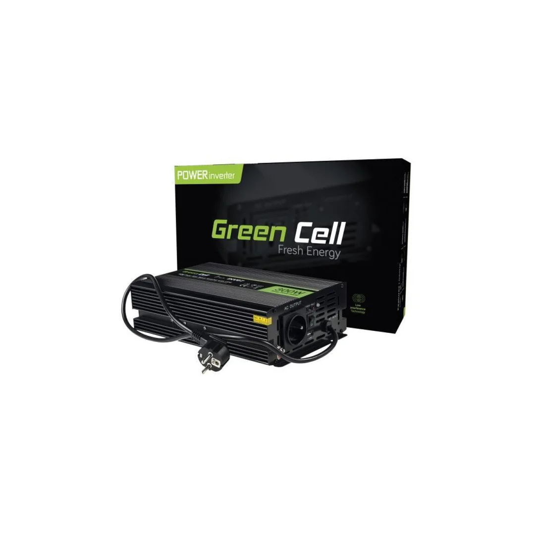 Przetwornica napięcia inwerter Green Cell 12V / 230V 300W/600W czysta sinusoida INV07