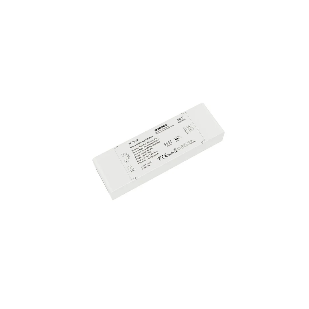 Ściemniacz z zasilaczem napięciowym LED Skydance - 12V 75W - sterowanie triak 230V - TE-75-12