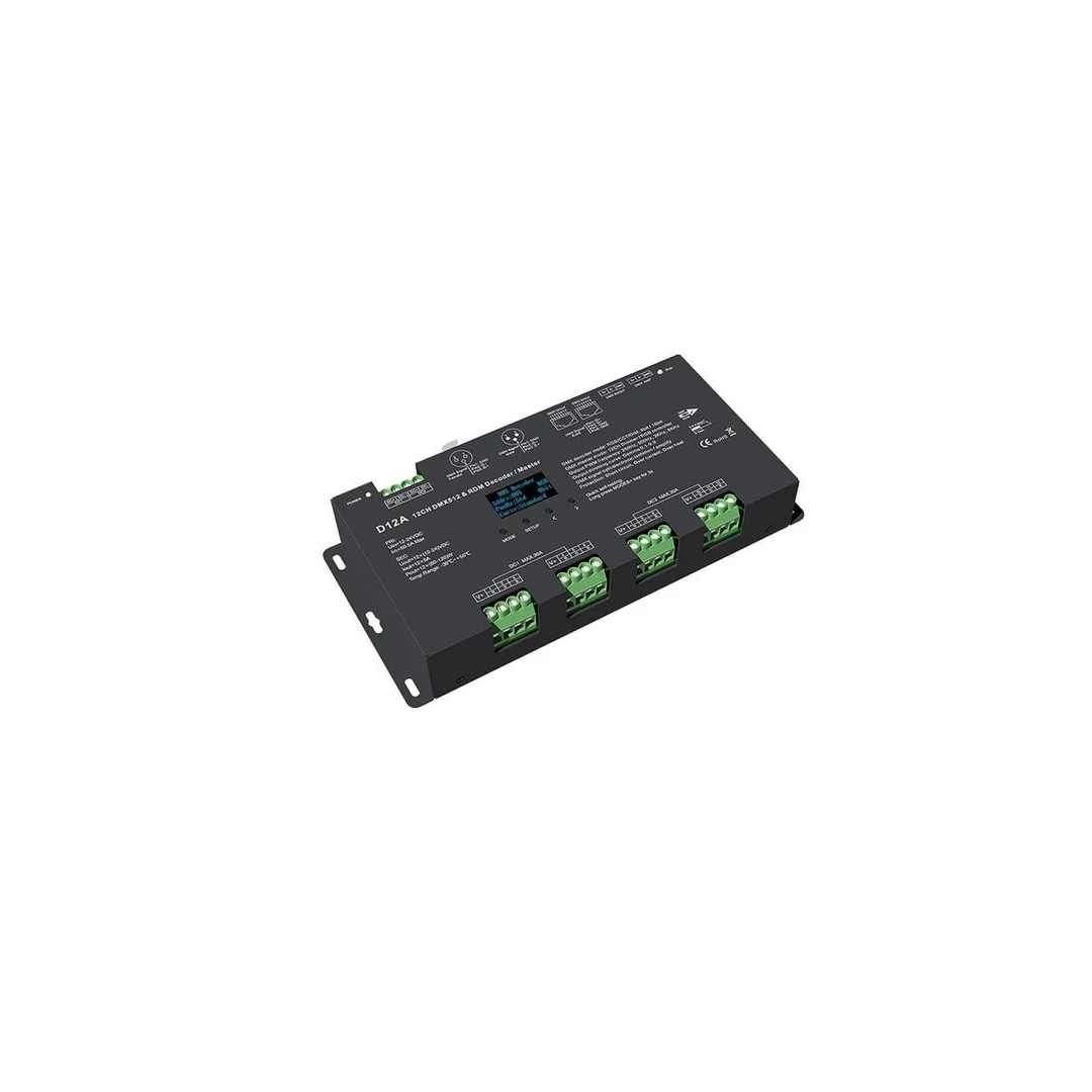 Sterownik LED DMX512 Skydance - 12 kanałowy - 12-24V DC 12x5A - OLED - Dekoder/Master DMX - D12A