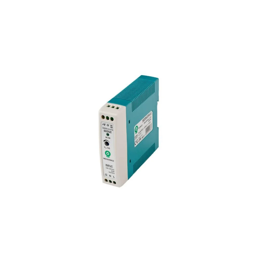 Zasilacz DIN 12V/1.67A plastic case slim MDIN20W12