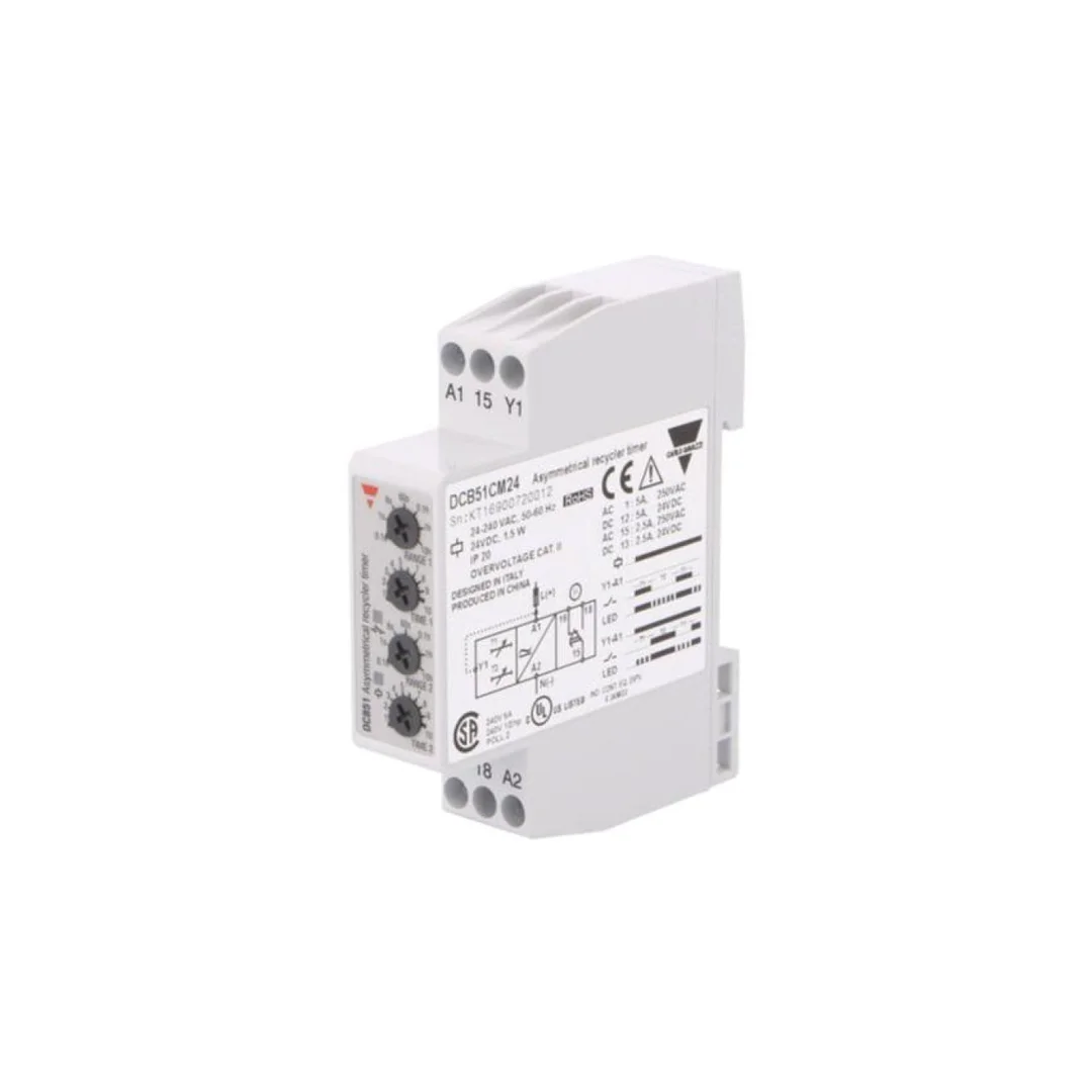 Przekaźnik czasowy, 0,1s÷100h, SPDT, 250VAC/5A,24VDC/5A, Szczelność: IP20 DCB51CM24