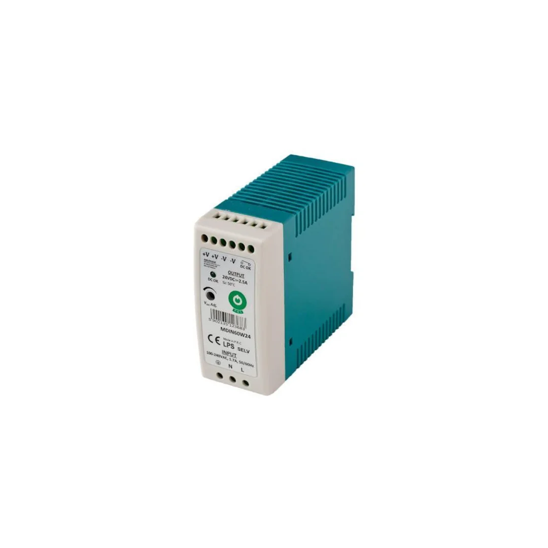 Zasilacz na szynę DIN 60W 24V/2.5A SLIM MDIN60W24