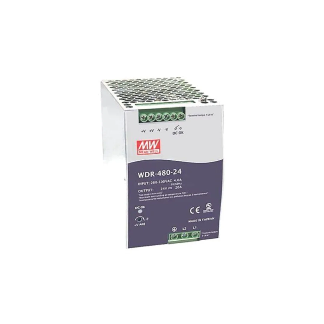 Zasilacz impulsowy, na szynę DIN, 480W, 24VDC, 20A, 180÷550VAC WDR-480-24