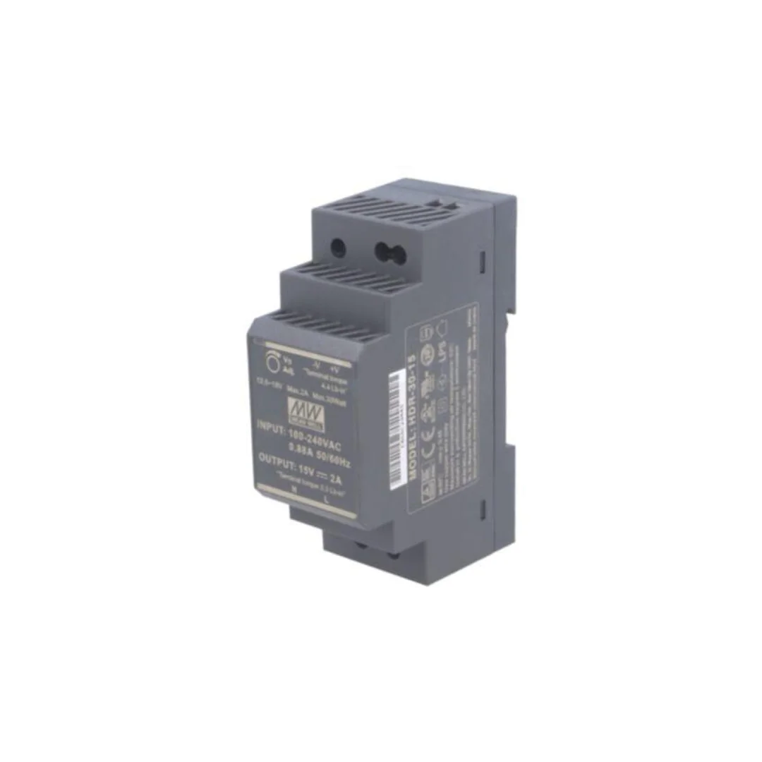 Zasilacz impulsowy, na szynę DIN, 30W, 15VDC, 2A, 85÷264VAC, OUT: 1 HDR-30-15
