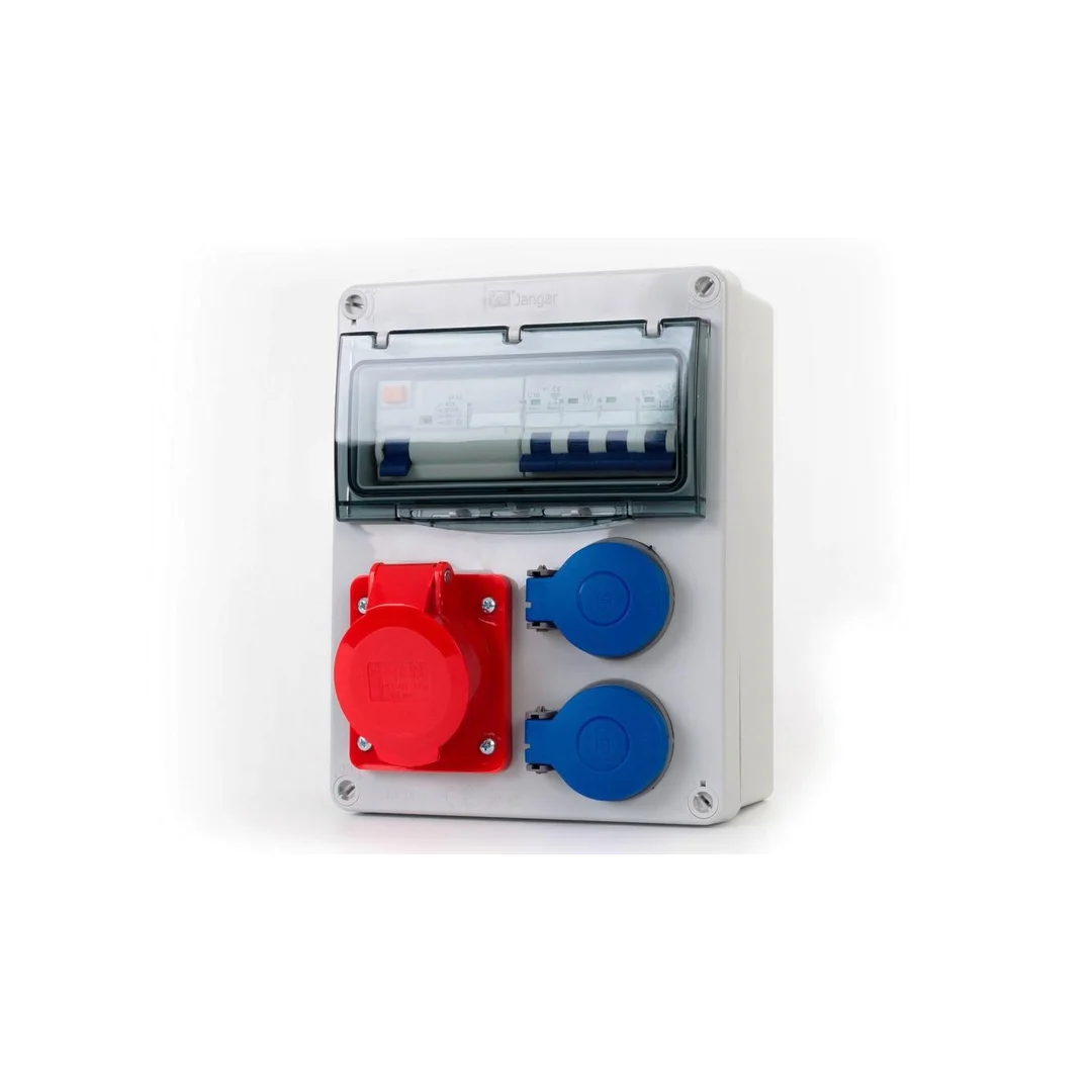 Rozdzielnica R-240 8M - gniazda 16A 5p, 2x230V + zabezpieczenia (RCD 4P 40A typ AC, MCB 3P C16A, 1P B16A ) IP44