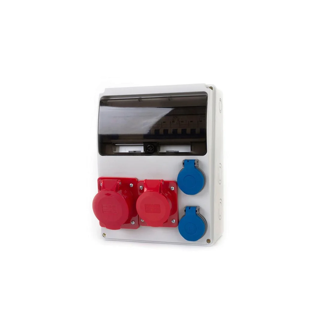 Rozdzielnica LAGO 11M - gniazda 16A 5p, 32A 5p, 2x230V + zabezpieczenia (RCD 4P 40A typ AC, MCB 3P C32A, 3P C16A, 1P B16A ) IP44