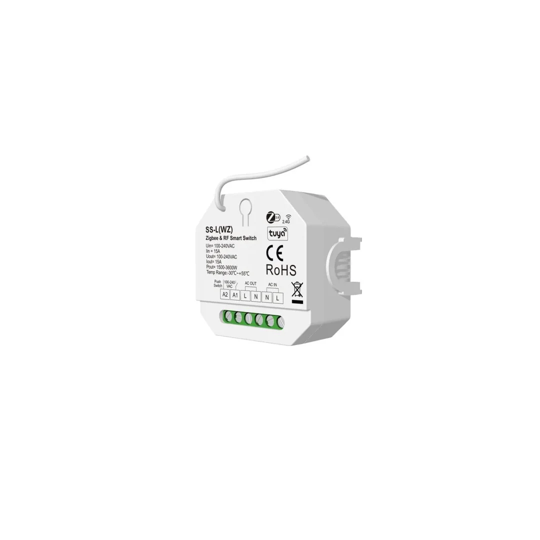 Bezprzewodowy włącznik oświetlenia Skydance - 230VAC/15A - sterowanie ZigBee / Tuya - na szynę DIN - SS-L(WZ)