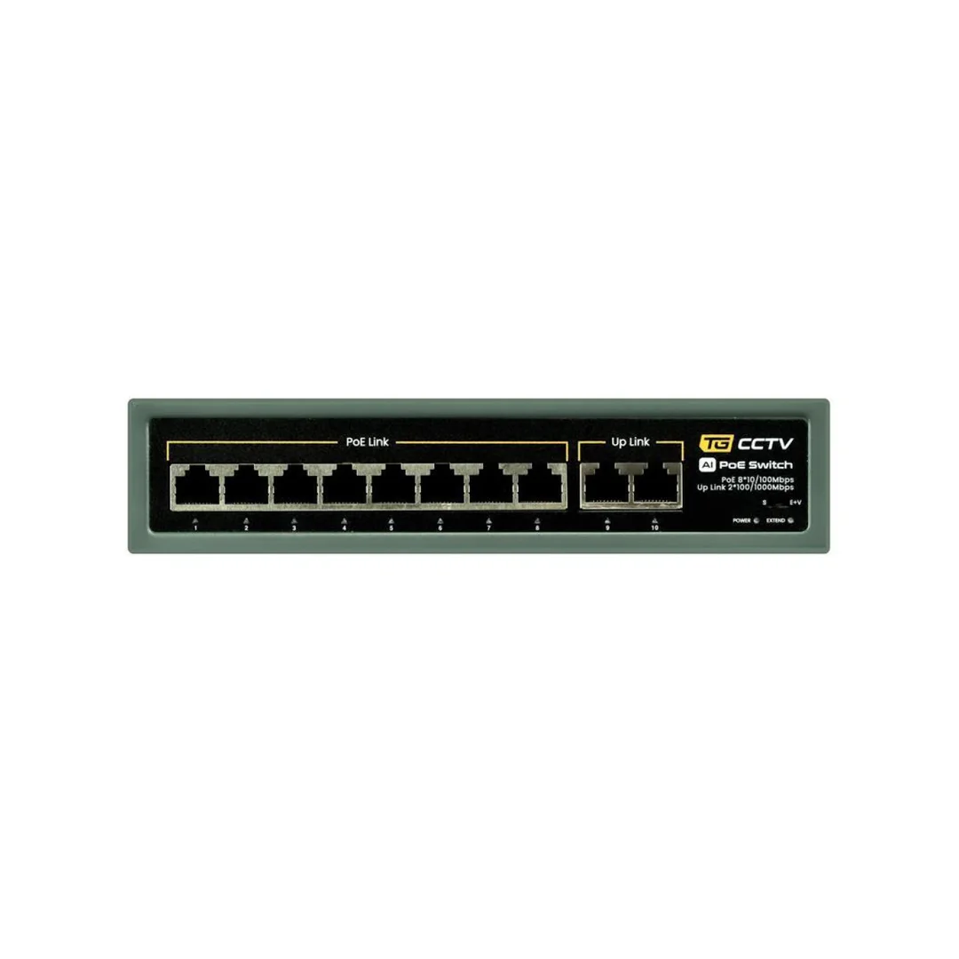 Switch 8x PoE 10/100 Mbps 802.3af/at + 2x Uplink 100/1000 Mbps, 120W, tryb Extend (250m)