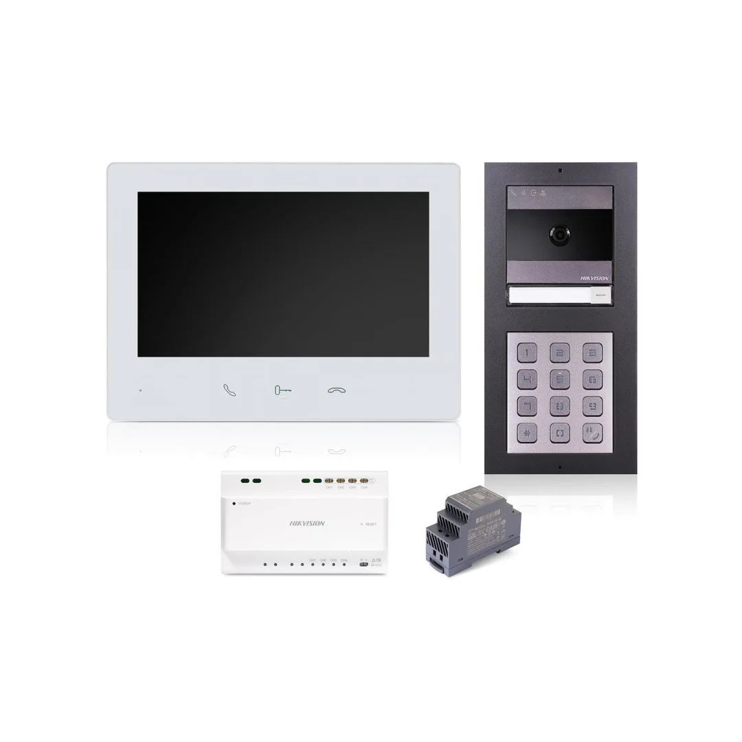 Zestaw wideodomofonowy 1-rodzinny 2-żyłowy DS-KIS704EY-AFW2/Aluminium
