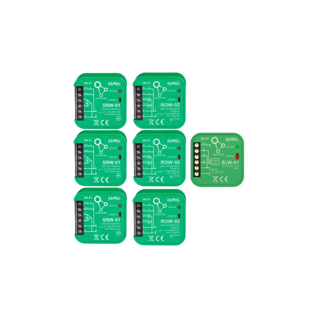 SUPLA Zestaw startowy Supla Wi-Fi SRW-01 (3 SZT.) + ROW-02 (3 SZT.) + SLW-01 (1 SZT.) TYP: ZSW-02 SPL10000024