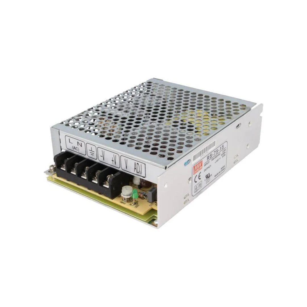 Zasilacz impulsowy do wbudowania modułowy 75W 15VDC 5A RS-75-15