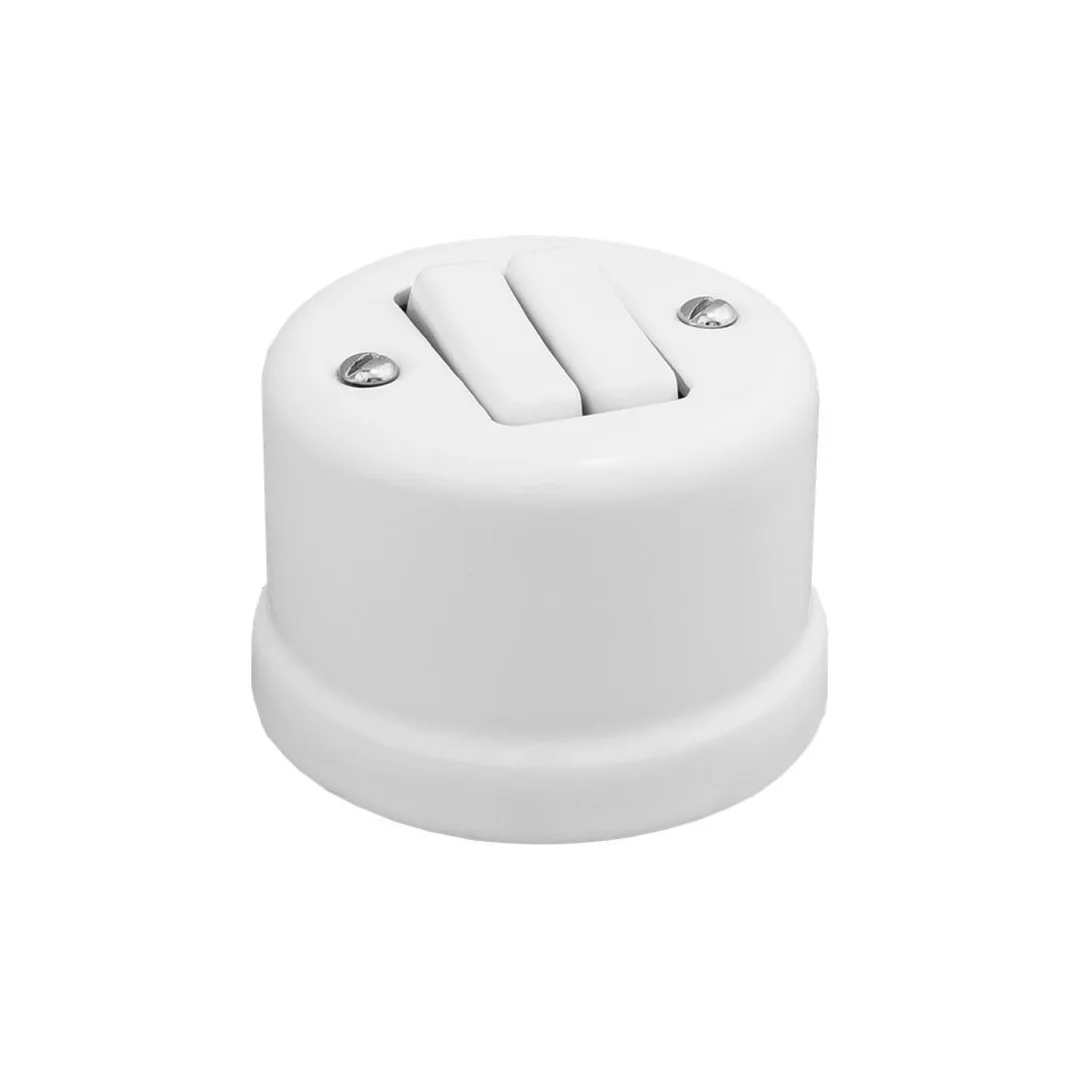 Łącznik do sterowania roletami natynkowy Retro ceramic 10A-250V~, biały