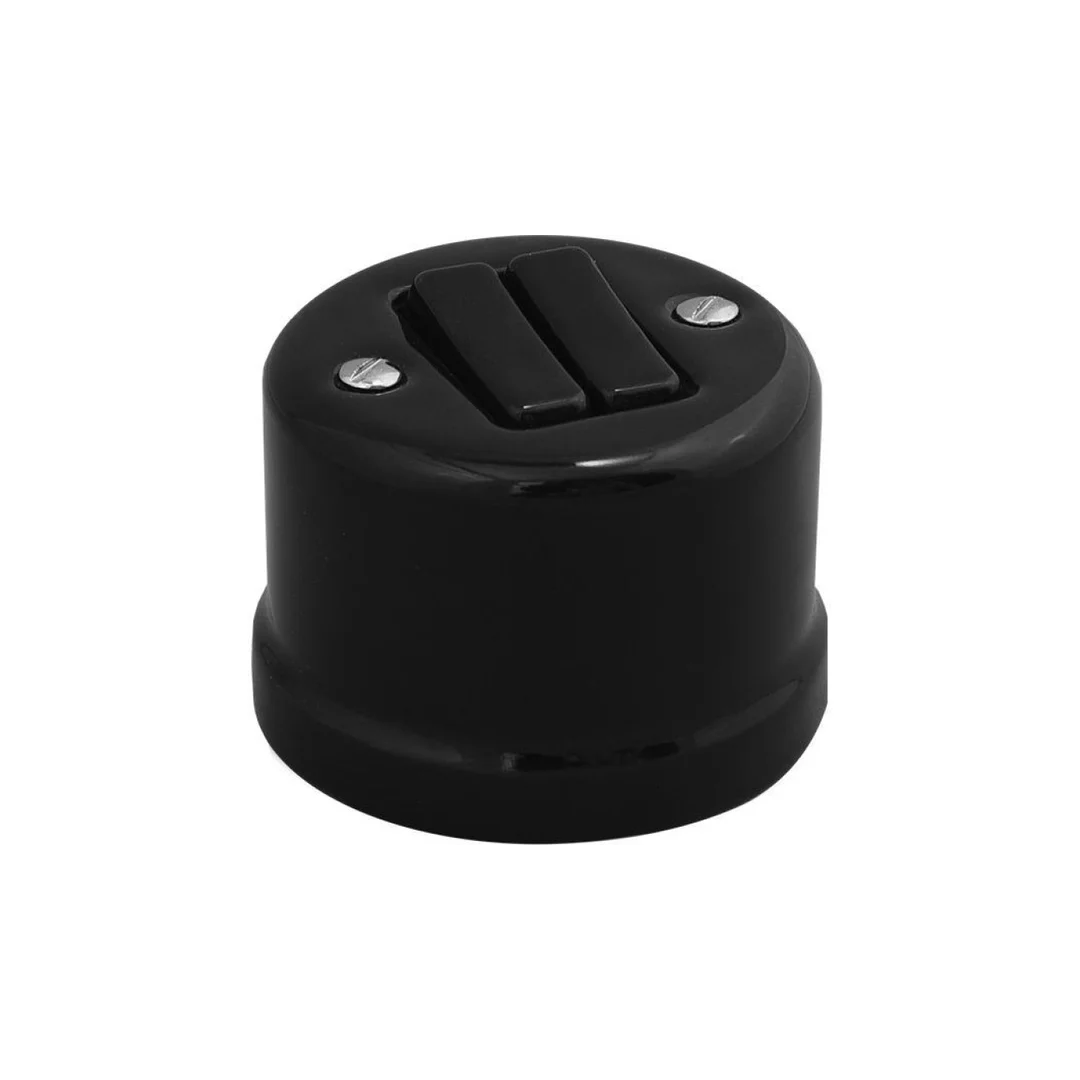 Łącznik do sterowania roletami natynkowy Retro ceramic 10A-250V~, czarny