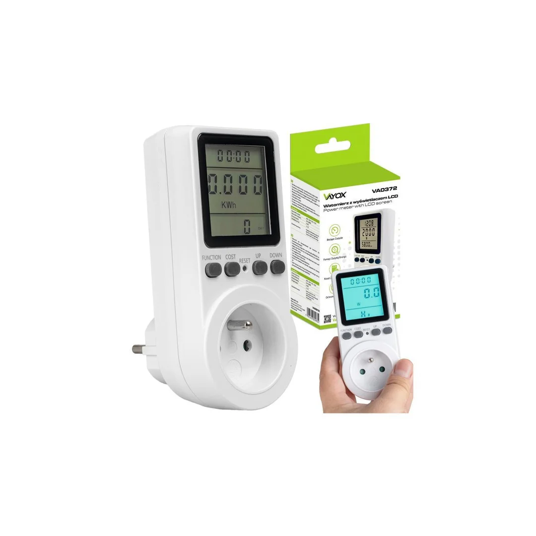 Licznik zużycia energii elektrycznej 16A 3680W z funkcją OVERLOAD VA0372 Vayox