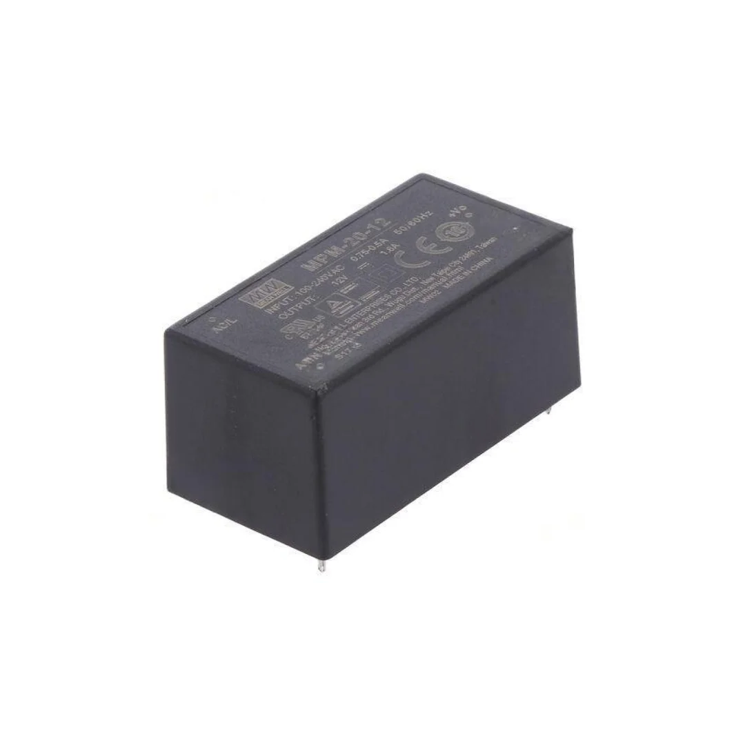 Przetwornica AC/DC 20W 80-264VAC 12VDC Iwyj 1, 8A OUT 1 MPM-20-12