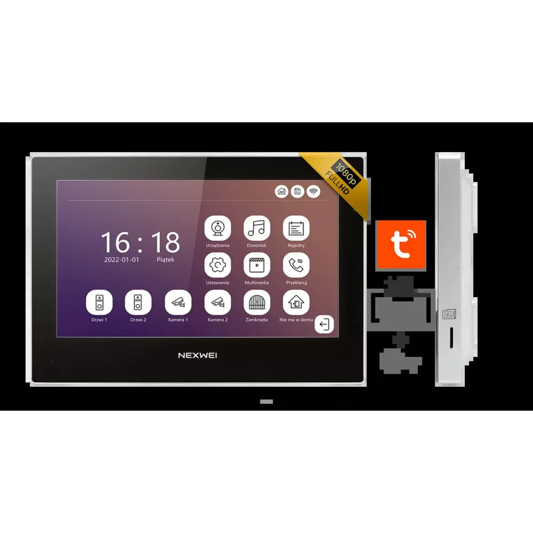 NW-AVI-9S-BW Wideodomofon jednorodzinny 7 monitor z Wifi i obsługą przez smartfona, Tuya