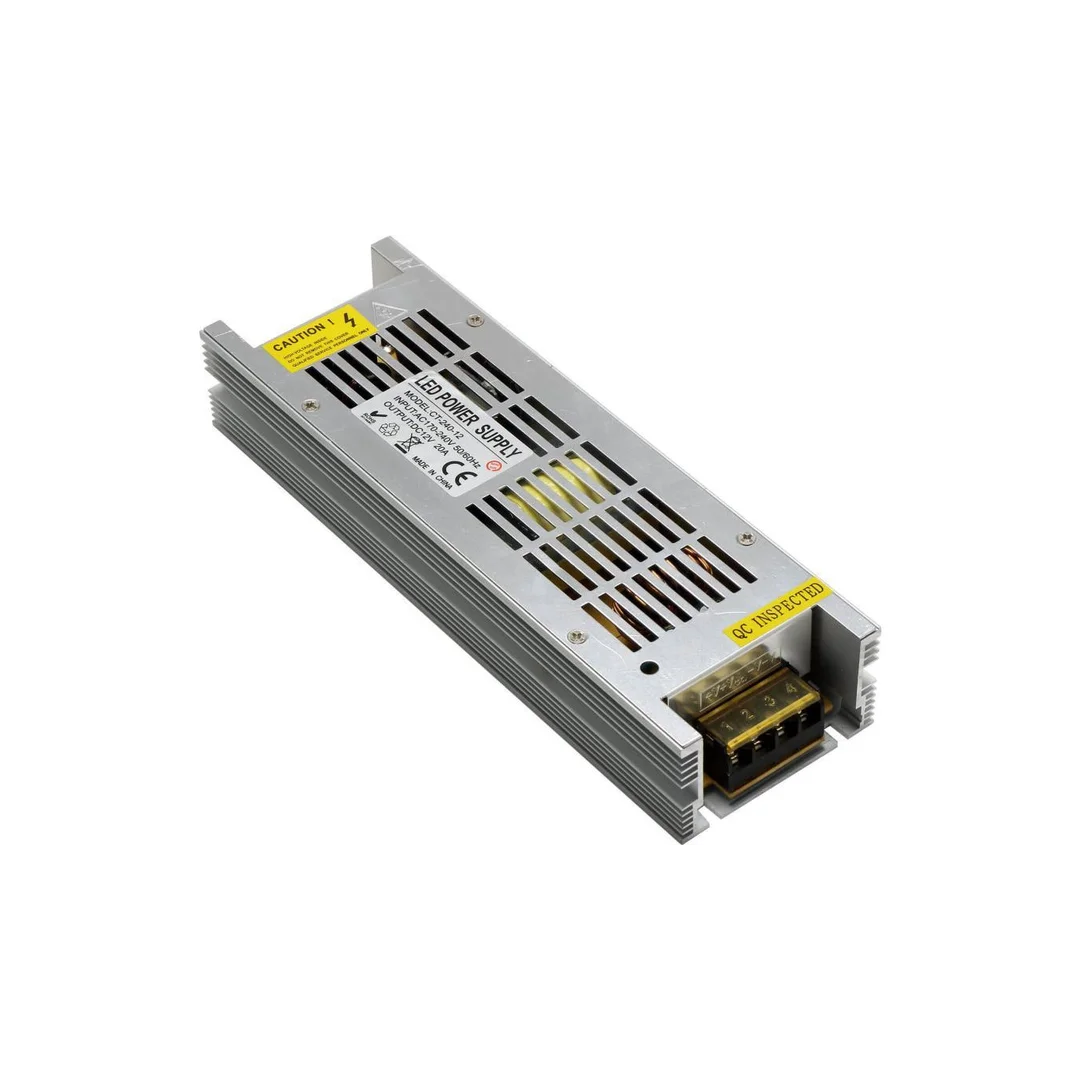 Zasilacz modułowy do taśm LED, MINI IP20 200W, 12V, 16.67A, 224x72x39MM Z POTENCJOMETREM