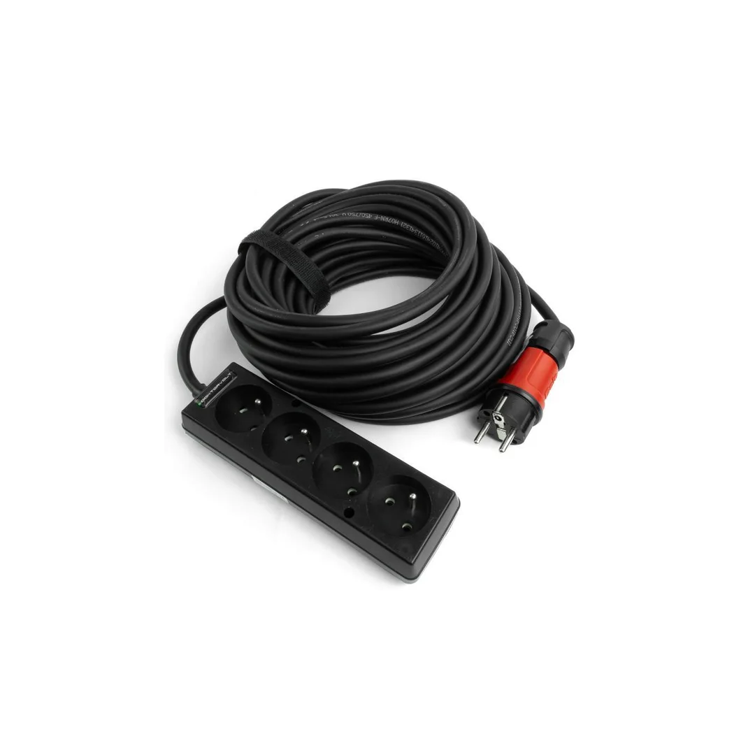 Przedłużacz elektryczny 4-krotny 15m listwa zasilająca 4 gniazda 3x1,5mm2 czarny Doktorvolt DV-4940-F