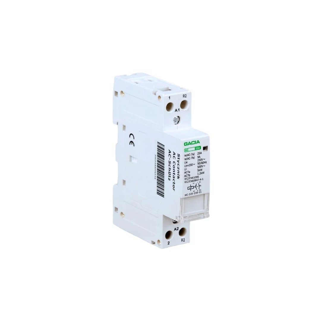Stycznik modułowy HC 25A 1P 2T 25A 1NO 1NC 230V na szynę TH