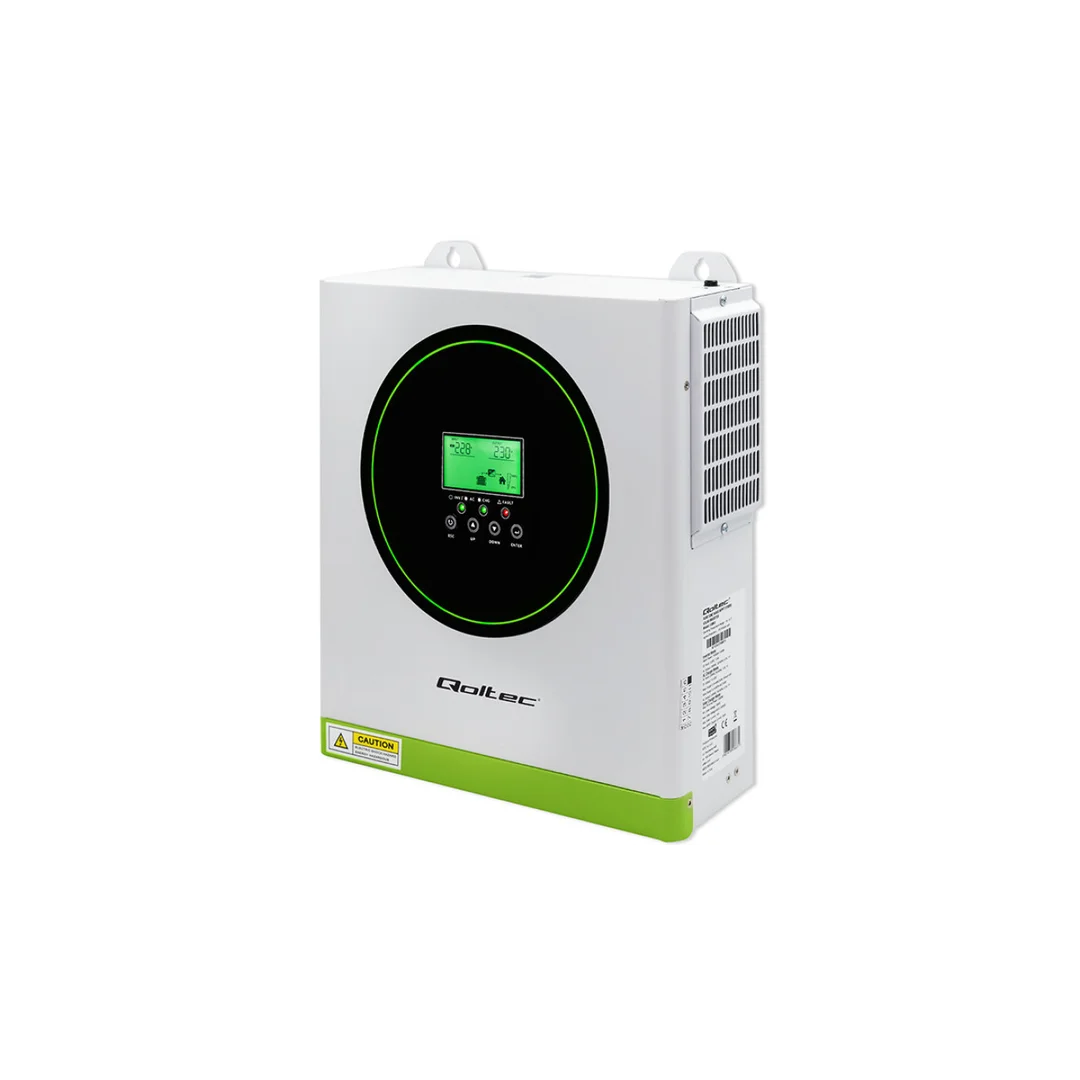 Qoltec Hybrydowy inwerter solarny Off-Grid 1500W 100A 12V AGM GEL MPPT Sinus Opcja Wi-Fi Power Factor 1.0