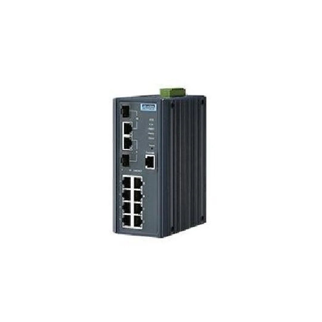 Zarządzalny przełącznik sieciowy warstwy 2, z 8x port FE, 2x port combo Gigabit RJ45/SFP, X-Ring Pro, RSTP/STP EKI-7710E-2C-BE
