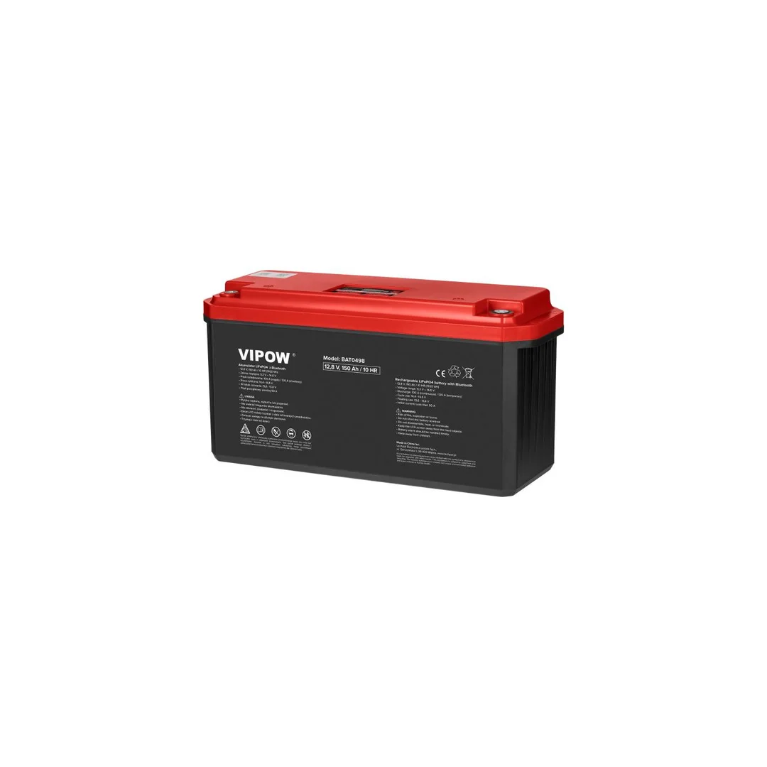 Akumulator LiFePO4 (litowo-żelazowo-fosforanowy) 12,8V 150Ah z układem BMS, wyświetlaczem LCD i Bluetooth Vipow