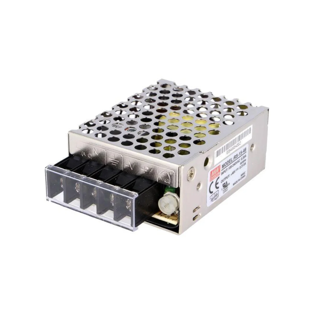 Zasilacz impulsowy, do wbudowania, modułowy, 15W, 0,31A, 48VDC RS-15-48