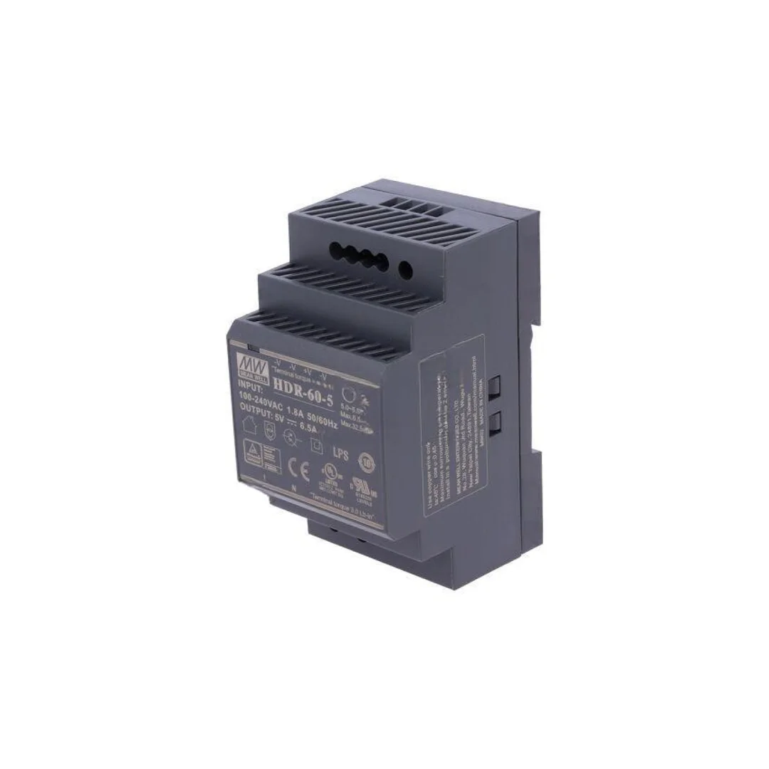 Zasilacz impulsowy, na szynę DIN, 32,5W, 6,5A, 5VDC, 85...264VAC HDR-60-5