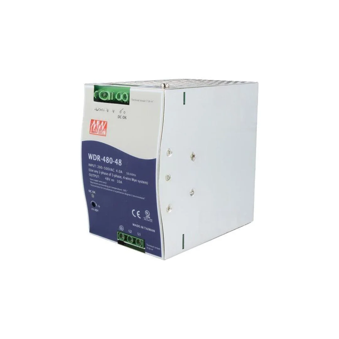 Zasilacz impulsowy, na szynę DIN, 480W, 10A, 48VDC, 180...550VAC WDR-480-48