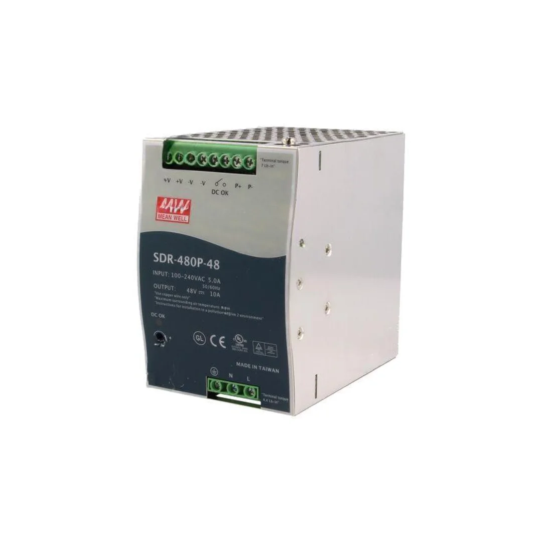 Zasilacz impulsowy, na szynę DIN, 480W, 10A, 48VDC, 90...264VAC SDR-480P-48