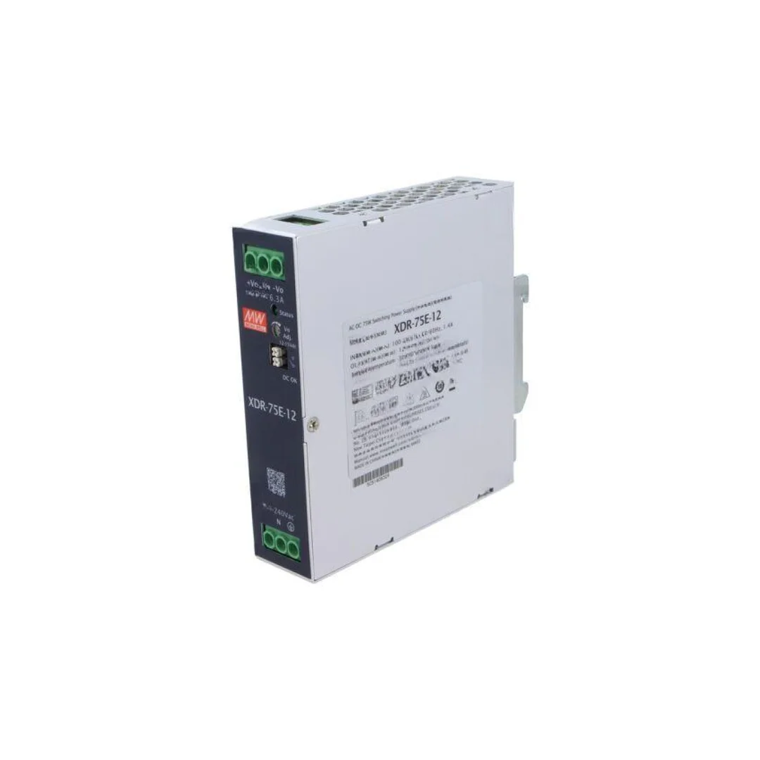 Zasilacz impulsowy, na szynę DIN, 75W, 0...6,3A, 12VDC, 85...264VAC XDR-75E-12