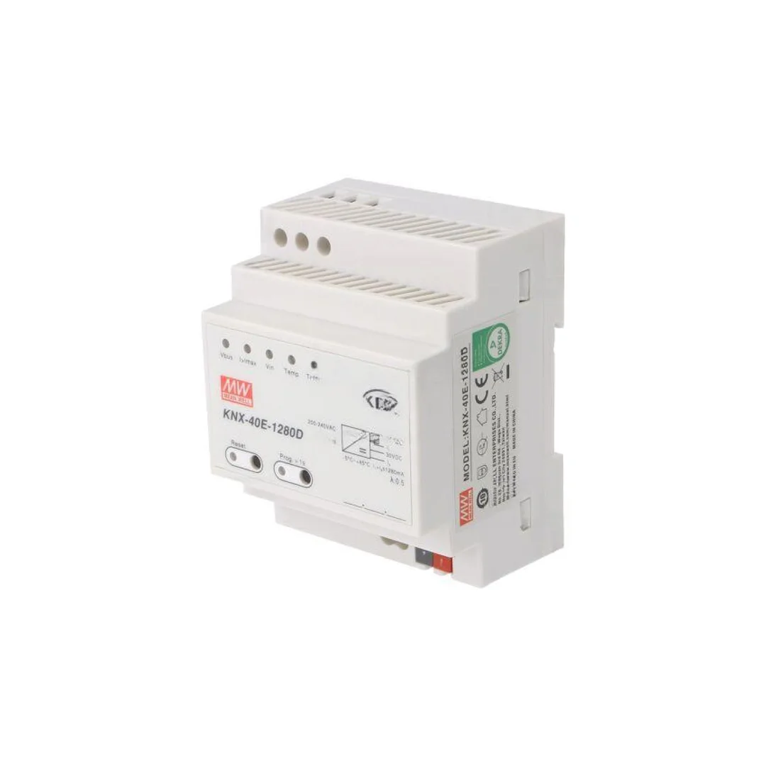 Zasilacz KNX/EIB na szynę DIN, 38,4 W, napięcie wejściowe: 30 VDC, prąd wyjściowy: 1,28 A, IP20 KNX-40E-1280D