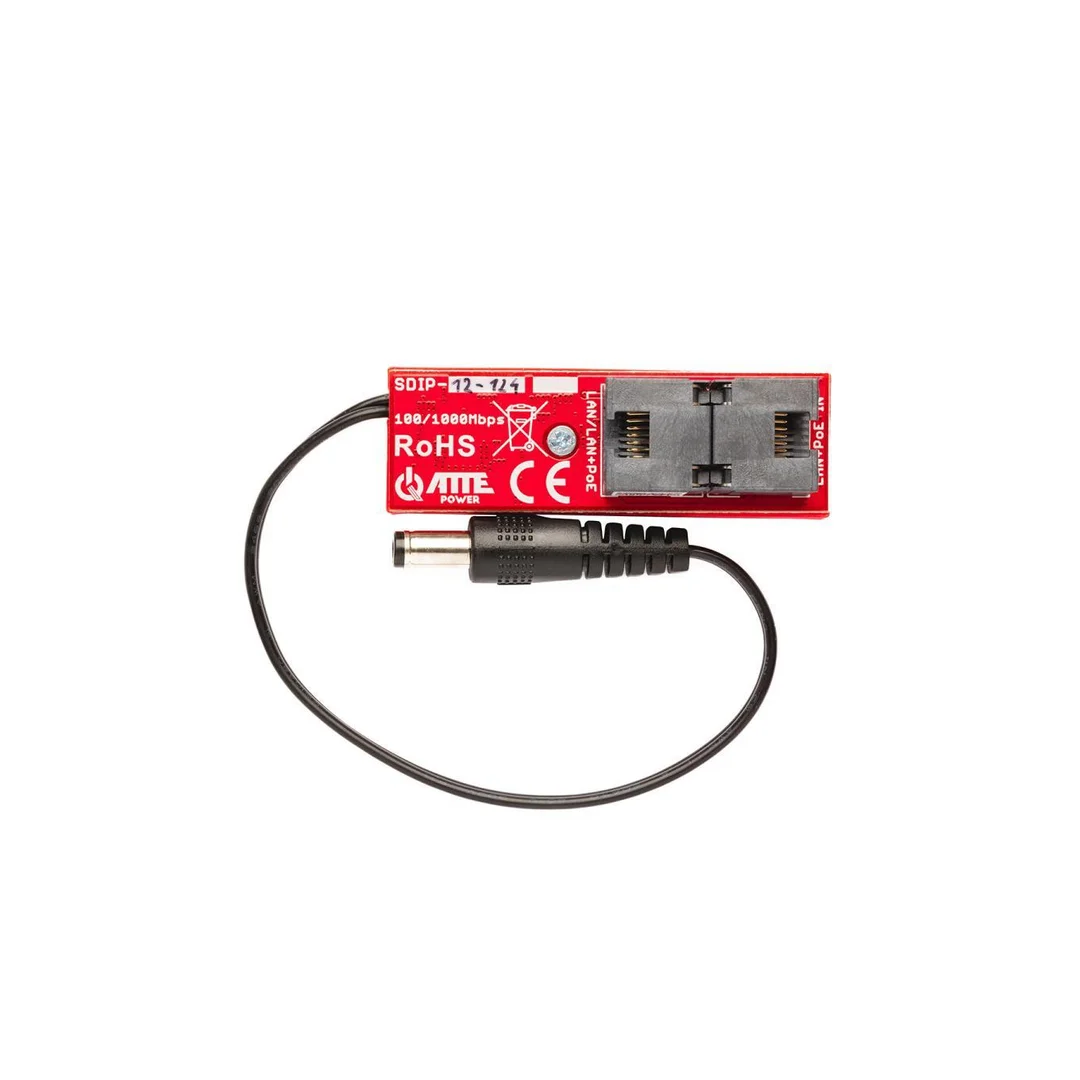 Gigabitowy adapter PoE z przetwornicą obniżającą napięcie do 12 V 2xRJ45 (1xPoE IN, 1xPoE OUT) 10/100/1000Mb/s + 1xDC 12V ATTE