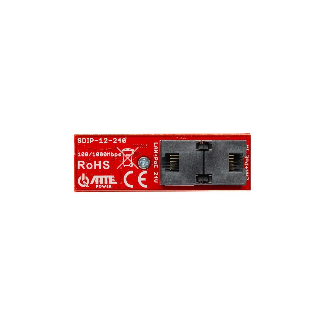 Gigabitowy adapter PoE z przetwornicą obniżającą napięcie do 24 V 2xRJ45 (1 x PoE IN, 1x PoE OUT) 10/100/1000Mb/s IP20 ATTE
