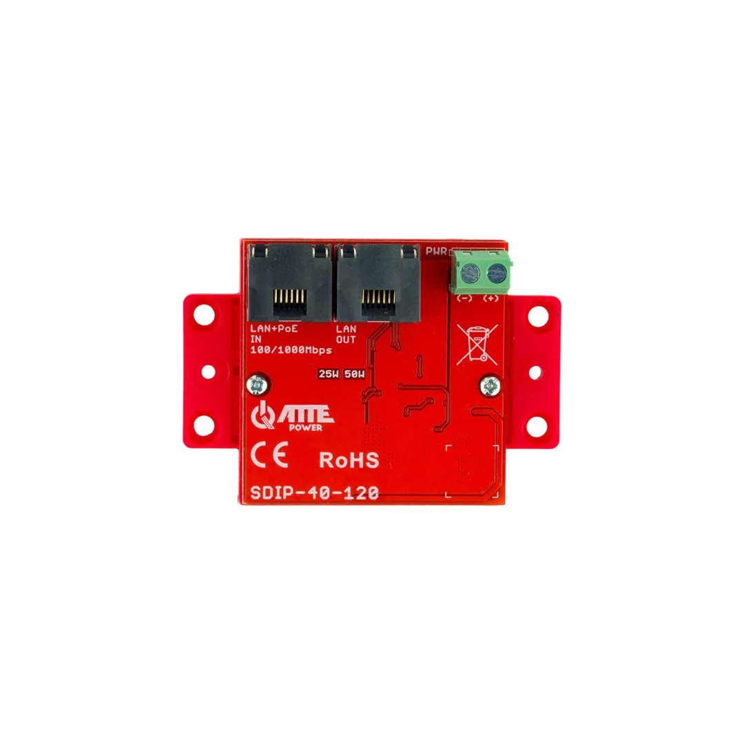 Gigabitowy adapter PoE z przetwornicą obniżającą napięcie do 12 V 2xRJ45 (1xPoE+ IN, 1xLAN OUT) 10/100/1000Mb/s + 1x DC 12V ATTE