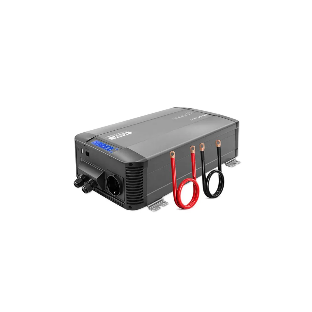 52693 Qoltec Przetwornica napięcia Pure Sine Wave 12V na 230V 3000/6000W LCD USB USB-C Kompatybilna z LiFePO4 GEL AGM