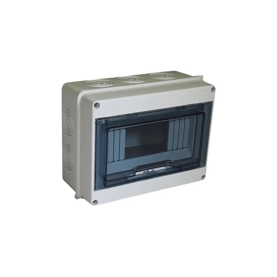 Rozdzielnica natynkowa hermetyczna TH-08 1x8 moduły (690V AC / 1000V DC) IP65 197x150x90mm drzwi transparentne Elpromet