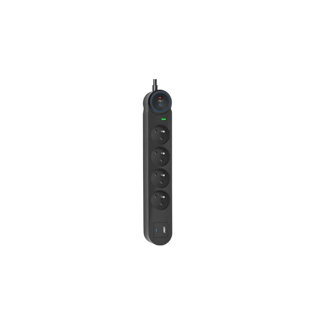 Urządzenie zabezp. p.przepięciowe SPD ART FU915 z wył.4 gniazda-16A-USB A+C-3.4A-szybka ładowarka-czarny-3m-3x1,5mm2