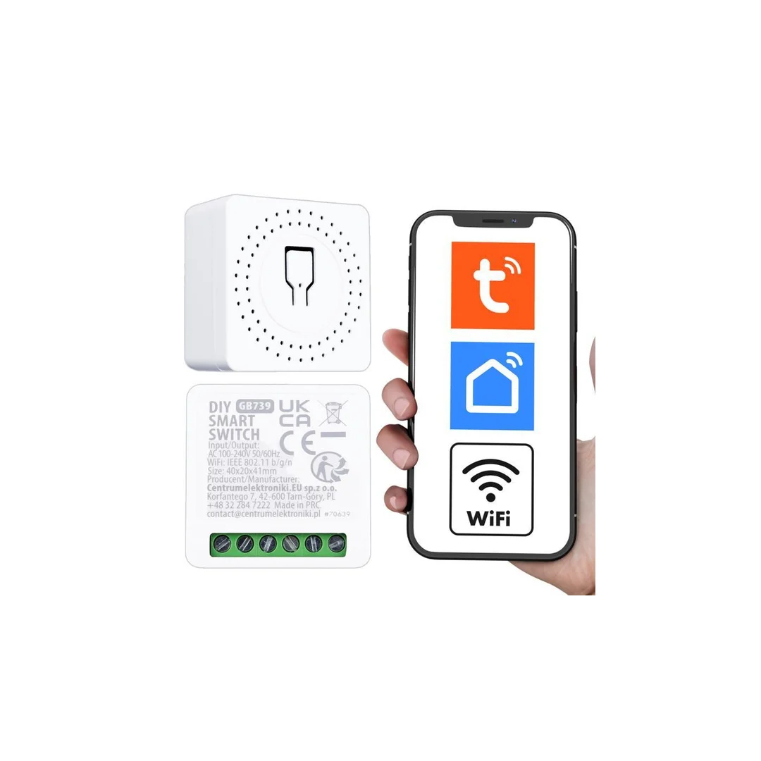 Przekaźnik WiFi dopuszkowy GreenBlue, Android/iOS/Alexa/Google Home,100-240V AC, 50/60Hz, max.16A, dla LED 150W, GB739