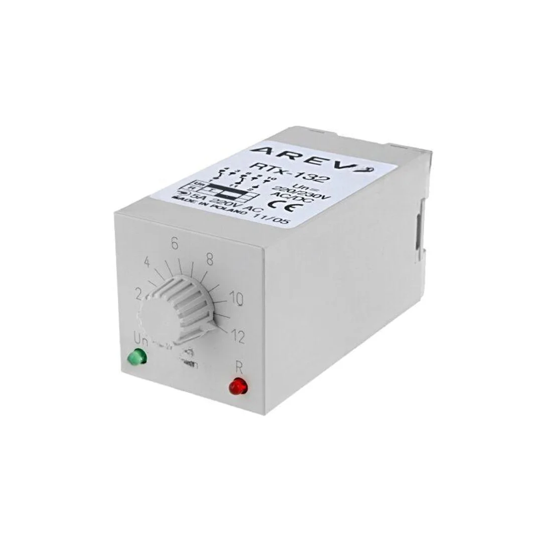 Moduł automatyki przekaźnik czasowy, na panel, na szynę DIN, podstawka, PIN: 11, gniazdo okrągłe, IP40, RTX-132 220/230 12 MIN
