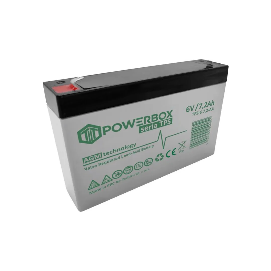 Akumulator VRLA / AGM bezobsługowy Powebox TPS 6V 7,2Ah